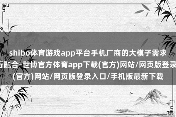 shibo体育游戏app平台手机厂商的大模子需求需要与大模子公司进行融合-世博官方体育app下载(官方)网站/网页版登录入口/手机版最新下载