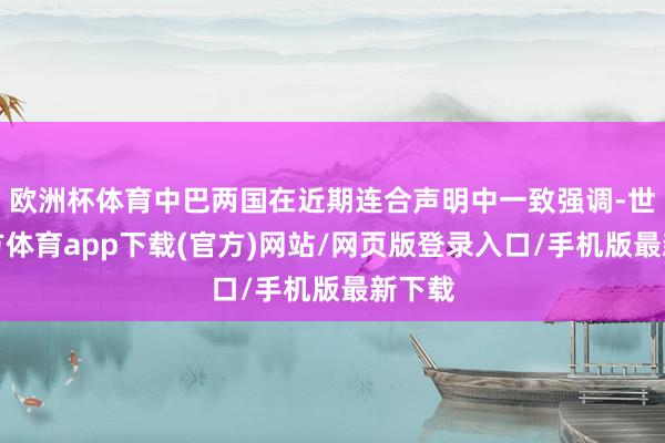 欧洲杯体育中巴两国在近期连合声明中一致强调-世博官方体育app下载(官方)网站/网页版登录入口/手机版最新下载